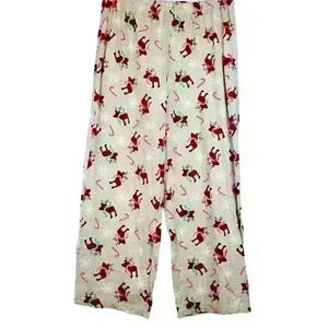 SIMPLY BASIC Woman GRAY REINDEER Pants Lounge Stretch Lounge PJ Pajama size Med